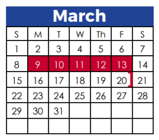 District School Academic Calendar for Dallas County Jjaep for March 2020