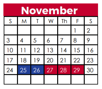 District School Academic Calendar for Kelly Pre-kindergarten Center for November 2019