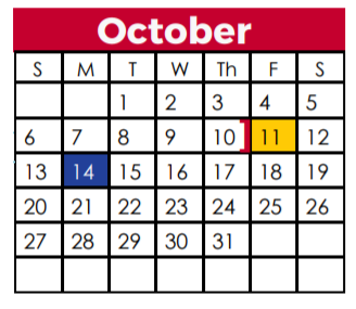 District School Academic Calendar for Huie Special Educ Ctr for October 2019