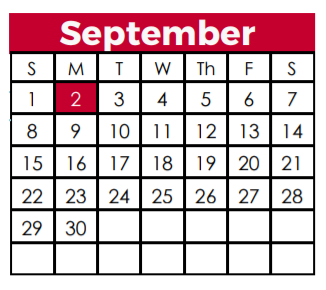 District School Academic Calendar for Pre-k Ctr II for September 2019