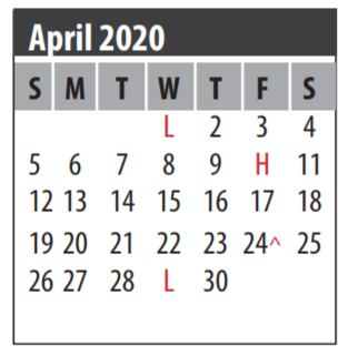 District School Academic Calendar for Lavace Stewart Elementary for April 2020