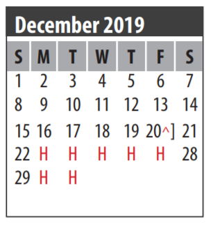 District School Academic Calendar for G H Whitcomb Elementary for December 2019