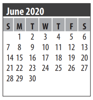 District School Academic Calendar for Clear Lake H S for June 2020