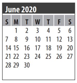 District School Academic Calendar for G H Whitcomb Elementary for June 2020