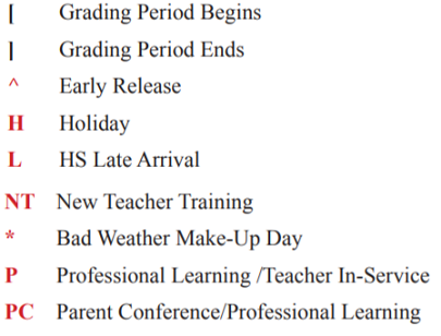 District School Academic Calendar Legend for Clear Lake City Elementary