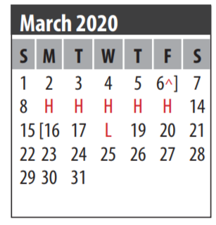District School Academic Calendar for Ed H White Elementary for March 2020