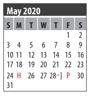 District School Academic Calendar for Art And Pat Goforth Elementary Sch for May 2020