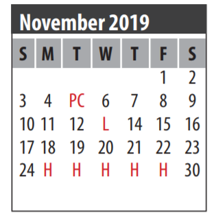 District School Academic Calendar for Wedgewood Elementary for November 2019