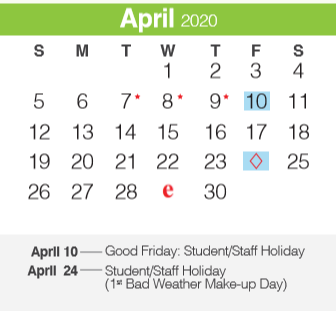 District School Academic Calendar for Arlon R Seay Intermediate for April 2020