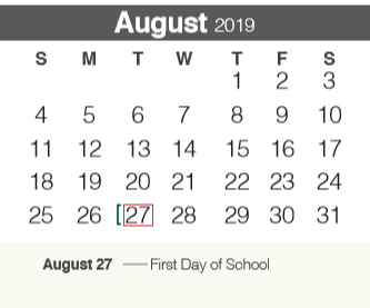 District School Academic Calendar for Rahe Bulverde Elementary School for August 2019