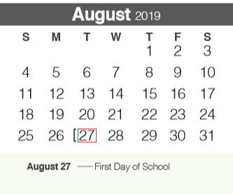 District School Academic Calendar for Canyon Middle for August 2019