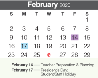 District School Academic Calendar for Canyon Middle for February 2020