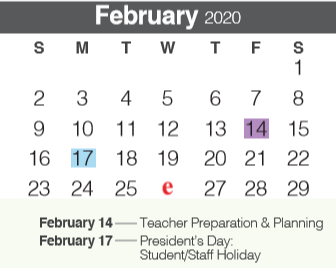 District School Academic Calendar for Mh Specht Elementary School for February 2020