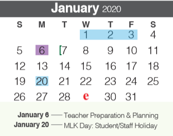 District School Academic Calendar for Mountain Valley Middle School for January 2020