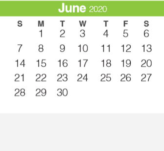 District School Academic Calendar for Canyon Middle for June 2020