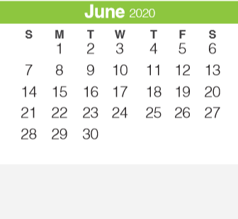 District School Academic Calendar for Memorial High School for June 2020