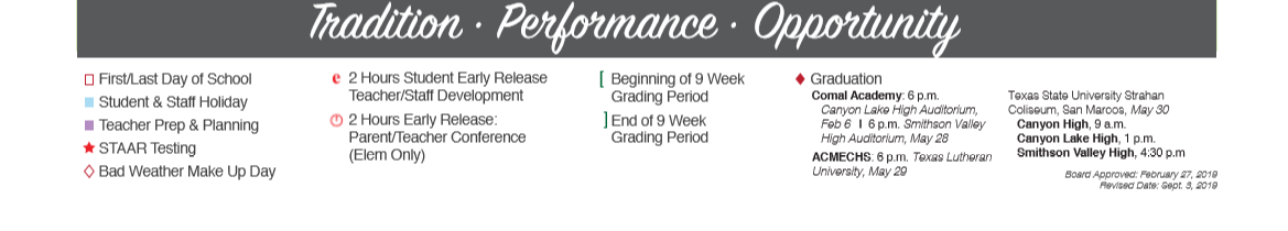 District School Academic Calendar Key for Spring Branch Middle