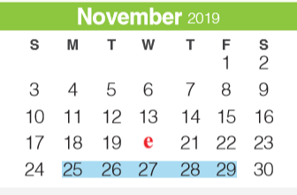 District School Academic Calendar for Mountain Valley Middle School for November 2019