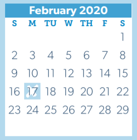 District School Academic Calendar for Mccullough Junior High School for February 2020