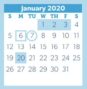 District School Academic Calendar for Giesinger Elementary for January 2020