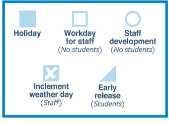 District School Academic Calendar Legend for Glen Loch Elementary