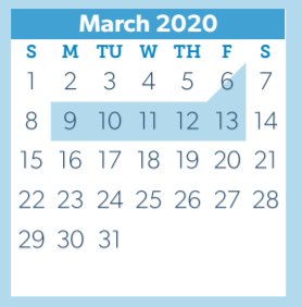 District School Academic Calendar for Juvenile Detention Ctr for March 2020