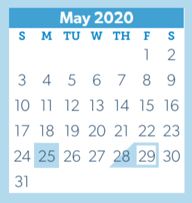 District School Academic Calendar for D A E P for May 2020