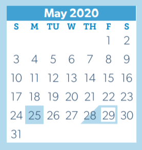 District School Academic Calendar for Giesinger Elementary for May 2020