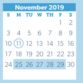 District School Academic Calendar for B B Rice Elementary for November 2019