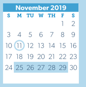 District School Academic Calendar for Sally Ride Elementary for November 2019