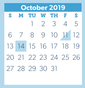 District School Academic Calendar for Giesinger Elementary for October 2019