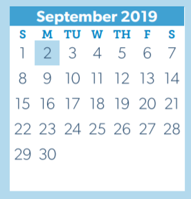 District School Academic Calendar for New El for September 2019
