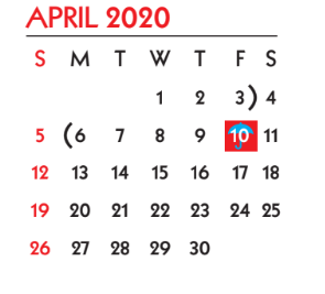 District School Academic Calendar for Yeager Elementary School for April 2020