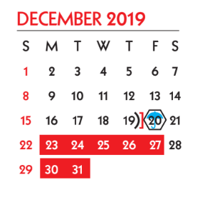 District School Academic Calendar for Student Learning And Guidance Cent for December 2019