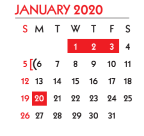 District School Academic Calendar for Student Learning And Guidance Cent for January 2020