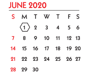 District School Academic Calendar for Wilson Elementary School for June 2020