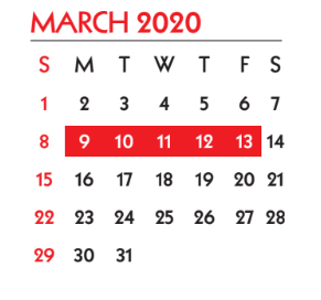 District School Academic Calendar for Student Learning And Guidance Cent for March 2020