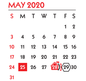 District School Academic Calendar for Mireles Elementary School for May 2020