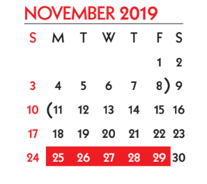 District School Academic Calendar for Casa Linda Elementary School for November 2019
