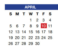 District School Academic Calendar for Jackie Carden Elementary for April 2020
