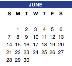 District School Academic Calendar for Tarrant Co J J A E P for June 2020