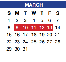 District School Academic Calendar for Crowley Alternative School for March 2020
