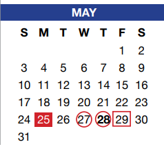 District School Academic Calendar for Crowley Alternative School for May 2020