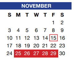 District School Academic Calendar for Meadowcreek Elementary for November 2019