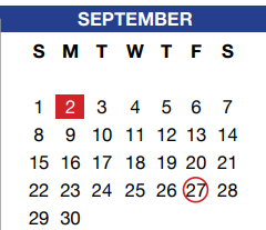 District School Academic Calendar for Sue Crouch Intermediate School for September 2019