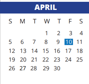 District School Academic Calendar for Holmsley Elementary School for April 2020