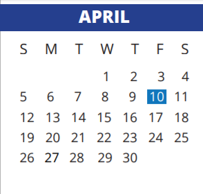District School Academic Calendar for Sampson Elementary for April 2020
