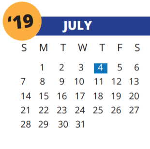 District School Academic Calendar for Hancock Elementary School for July 2019