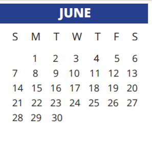 District School Academic Calendar for Cypress Springs High School for June 2020