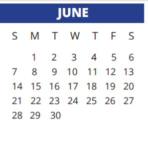 District School Academic Calendar for Sampson Elementary for June 2020